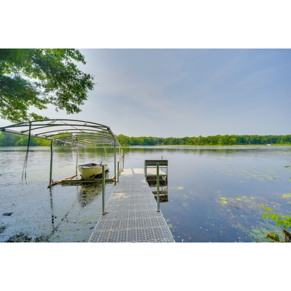 | Rice Lake | Lakefront Wisconsin Escape w/ Fire Pit   Boat Dock