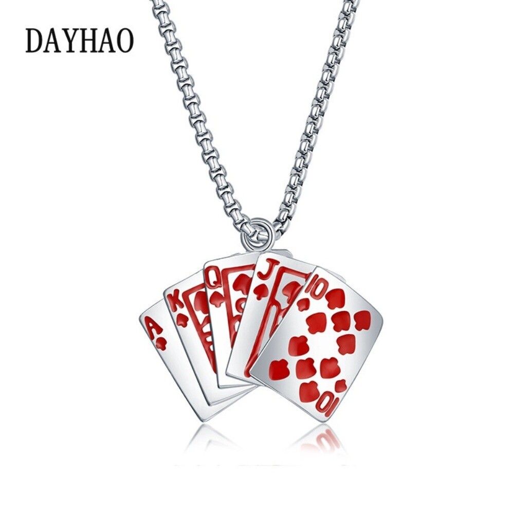 [오늘출발] 카지노 타짜 행운 목걸이 남성 유럽스타일 포커 게이머 목걸이 힙합