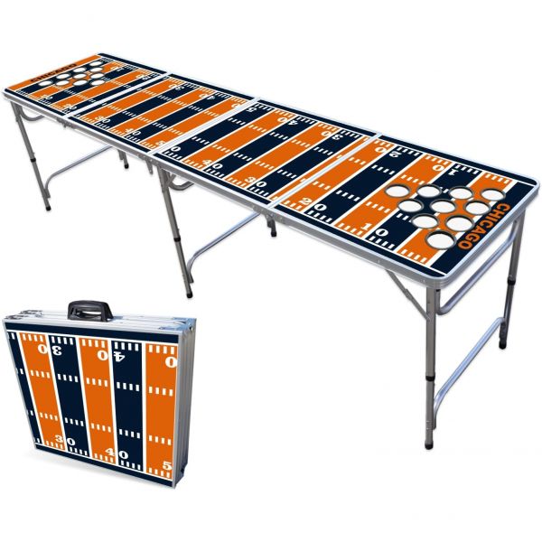 PartyPongTables.com 8피트 접이식 휴대용 탁구대 w/무료 HEXCUP  선택적 컵 홀 LED 조명 - Chicago Footb