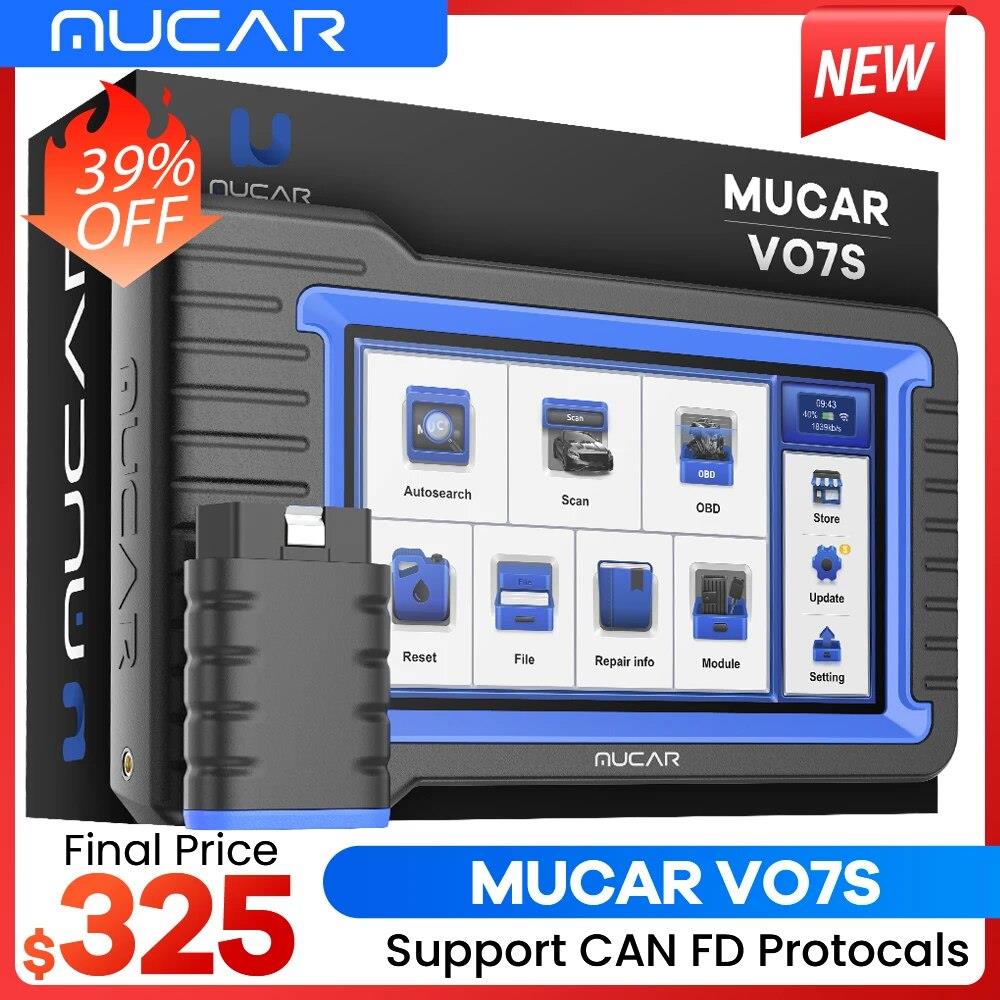 MUCAR VO6 VO7/VO7S Obd2 스캐너 전체 시스템 진단 28 재설정 도구 ECU 코딩 활성 테스트 FCA SGW 32GB 용