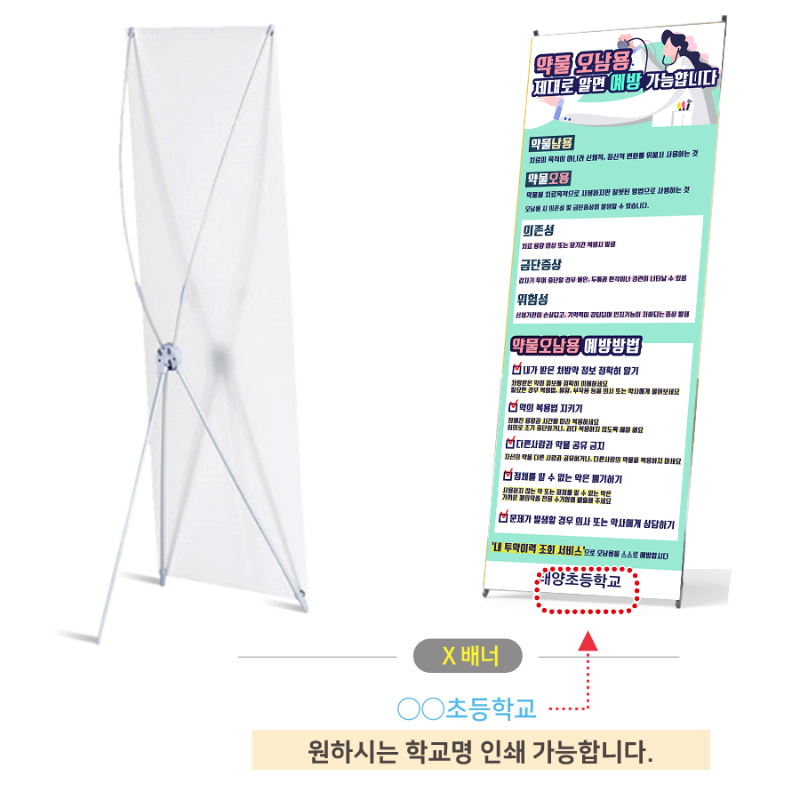 약물중독 예방 배너 X형 스텐드 I 오남용 의존성 금단증상 위험성 복용법