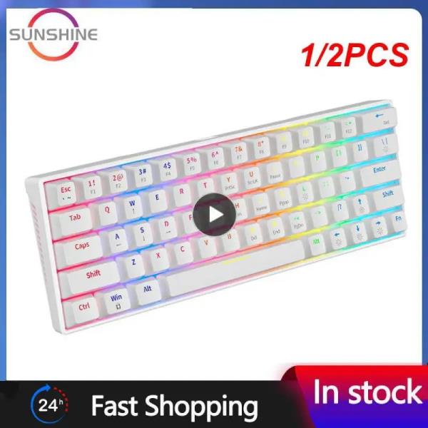 로얄 클루지 RK63 키 트리플 모드 기계식 키보드 게임용 키보드 기계식 레드 샤프트 핫 스왑 가능 무선