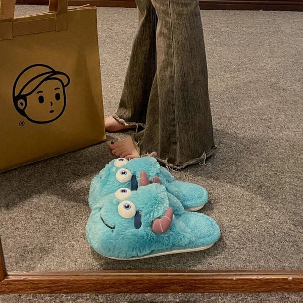 양털슬리퍼 호주양털슬리퍼 겨울슬리퍼 베스트 온라인 귀여운 괴물 솜털 신발 여성 겉옷 2023 가을과 겨울