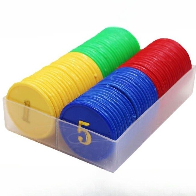 숫자 칩 바카라 포커 마작 세트 카지노 슬롯 플라스틱 동전 무지-1 2 5 10 각 20개