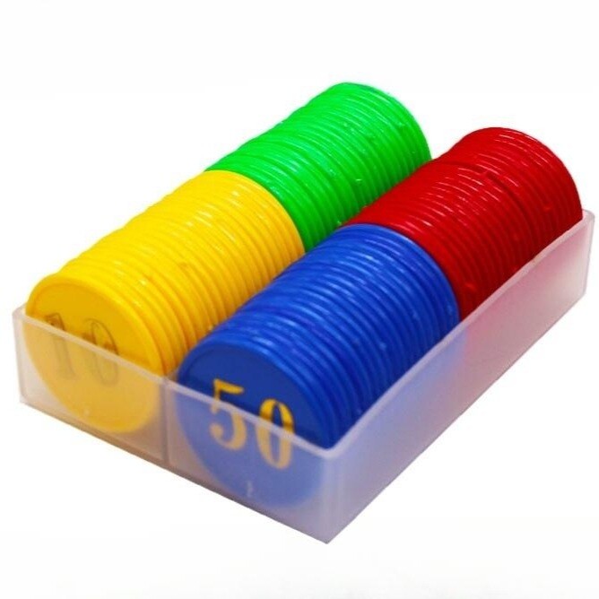 숫자 칩 바카라 포커 마작 세트 카지노 슬롯 플라스틱 동전 무지-10 20 50 100 각 20개