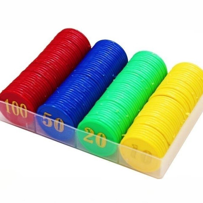 숫자 칩 바카라 포커 마작 세트 카지노 슬롯 플라스틱 동전 무지-10 20 50 100 각 20개