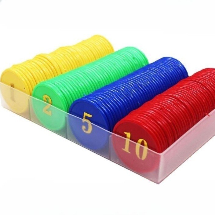 숫자 칩 바카라 포커 마작 세트 카지노 슬롯 플라스틱 동전 무지-1 2 5 10 각 40개