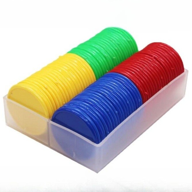 숫자 칩 바카라 포커 마작 세트 카지노 슬롯 플라스틱 동전 무지-4가지 색상 각 20개(무지)