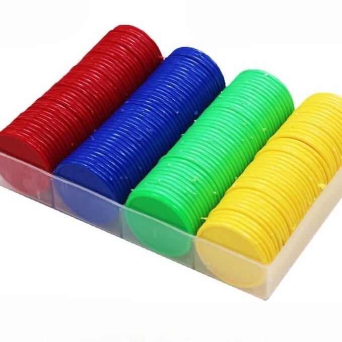 숫자 칩 바카라 포커 마작 세트 카지노 슬롯 플라스틱 동전 무지-4가지 색상 각 40개(무지)