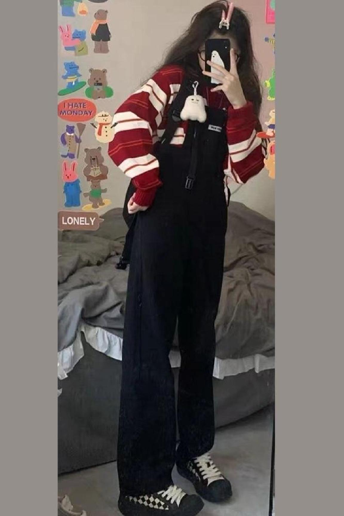 점프슈트 빅사이즈 가을 옷은 인터넷 연예인 일본 작업복 세트와 함께 2023 겨울 여성 새로운 스타일에