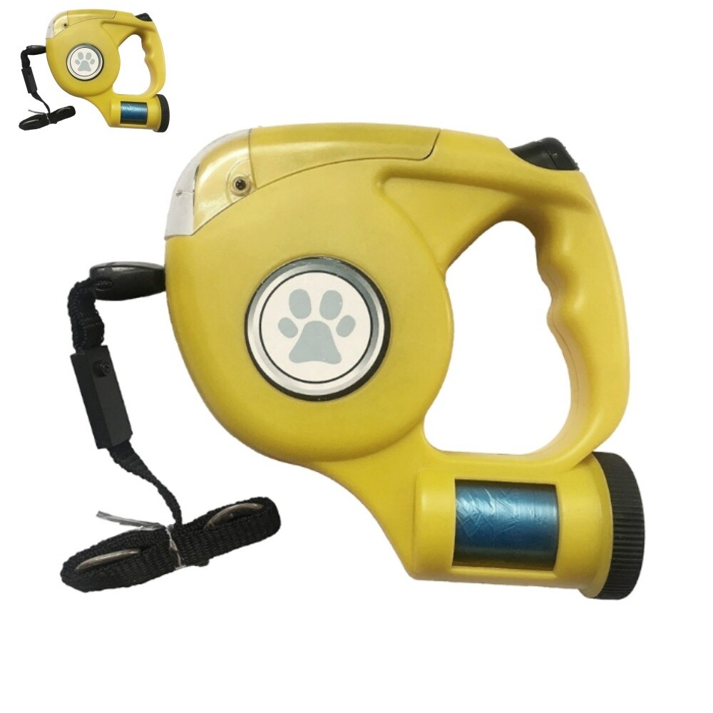[오늘출발] 강아지 자동 리드줄 플래쉬 리틀리버 푸들 마르티스 리드줄 산책용 자동줄 애견 리드줄 5M노랑