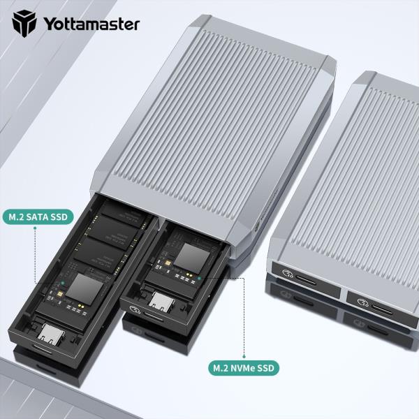 [오늘출발]Yottamaster 무료 듀얼 베이 SSD 인클로저 10Gbps 도구 M.2 NVMe 2bay 블레이징 스피드 썬더볼트 3 윈