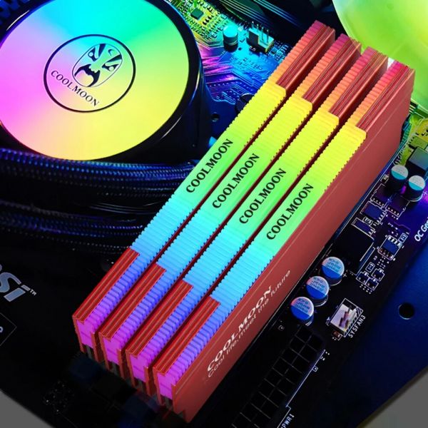 [해외] COOLMOON D134S RAM 히트 싱크 높은 호환성 5V 3PIN ARGB 메모리 스프레더 쿨러 주소 지정 가능 RGB 냉각