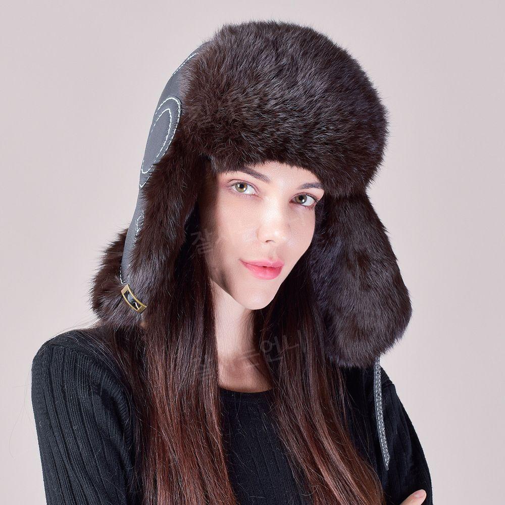 리얼 토끼털 양가죽 밍크 모피 퍼 모자 방한 군밤장수 귀달이 겨울 항공 털모자