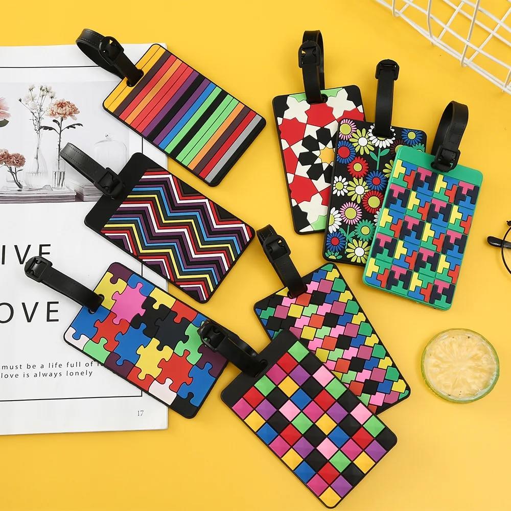 캐리어넥임택 적 실리콘 수하물 태그 패션 여행 액세서리 가방 ID 주소 이름 홀더 라벨 1 개