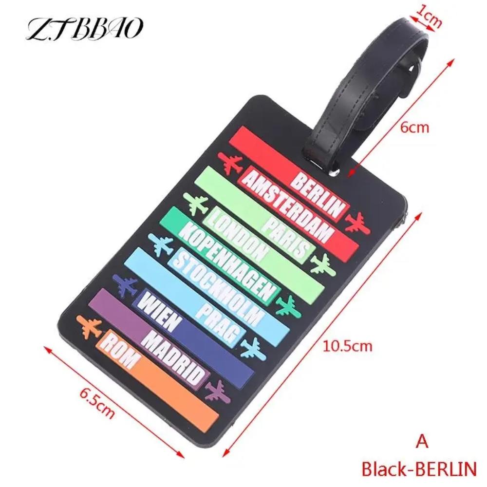 캐리어넥임택 실리콘 식별자 전세계 도시 이름 PVC 수하물 태그 패션 편지 주소 홀더 라벨 여행 액세서리 1