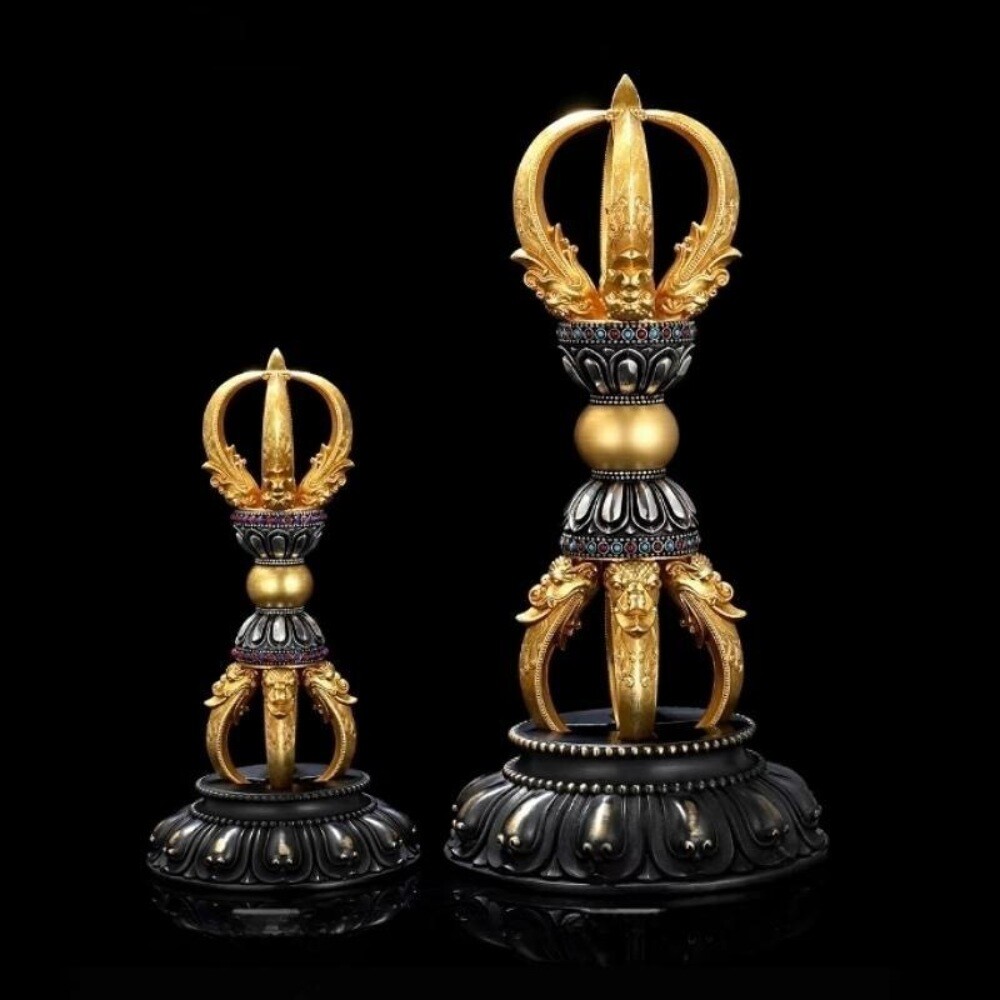 티벳 수공예제품 순동 대형 오지금강저 불교의식 수행용 퇴마 불기 법기 불교장식품