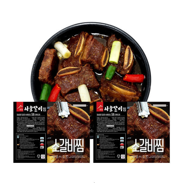 [피앙][오늘출발] 피에이미트마켓 소갈비찜  1.2kg+1.2kg 선물세트 서울 양념갈비찜 /푸짐한 양 간편조리10분 컷 데워먹는 소갈비찜
