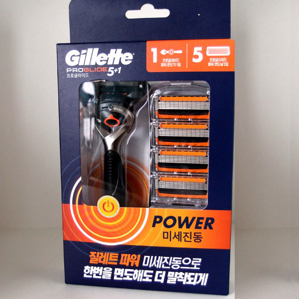 [프록터 앤드 갬블]질레트 신상 질레트 프로글라이드 파워면도날 5입+글라이드파워면도기  질레트  피앤지 (프록트앤 갬블)