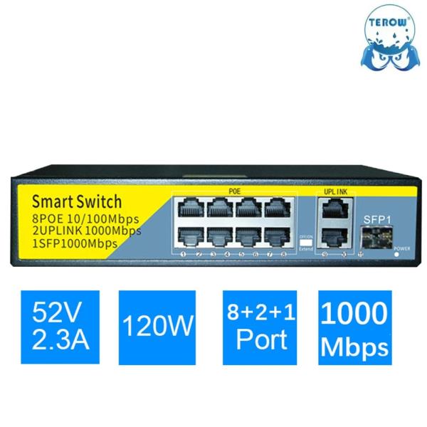 [오늘출발] TEROW POE 기가비트 스위치 네트워크 IP 카메라용 8 포트 100Mbps POE + 2 포트 1000Mbps 업 링크 및 SFP 5