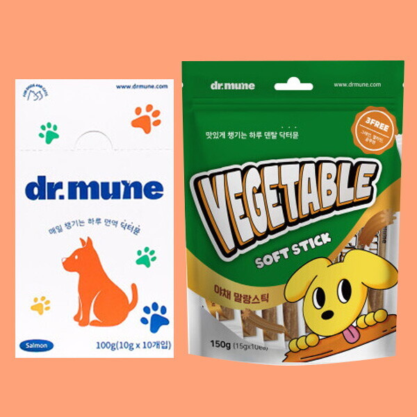 도그씨 임박상품/닥터뮨 면역 젤리독연어 10P + 야채 말랑스틱 10P
