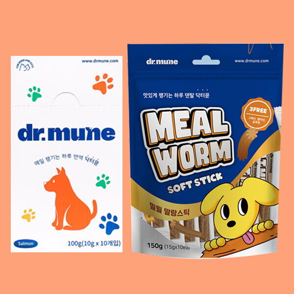 도그씨 임박상품/닥터뮨 면역 젤리독연어 10P + 밀웜 말랑스틱 10P