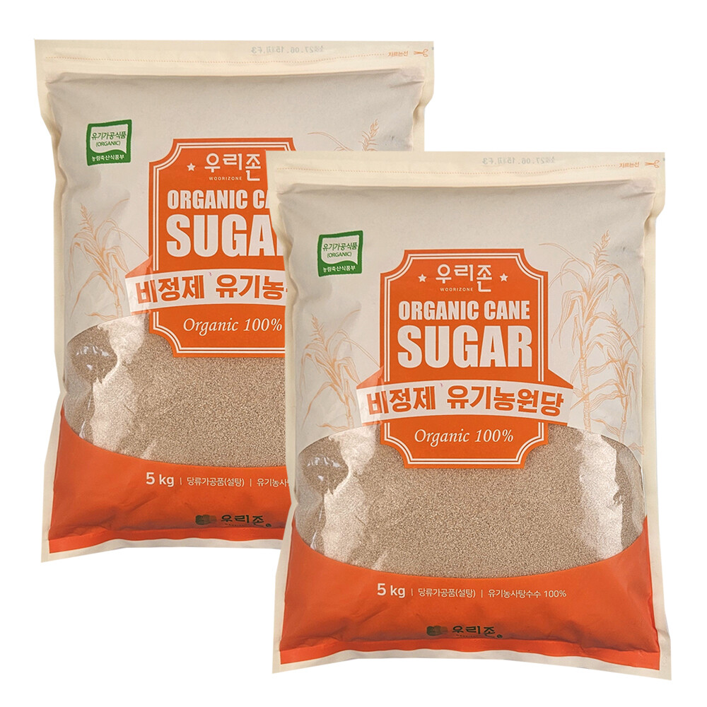 우리존 우리존 유기농설탕 10kg(5kgx2포) /비정제원당 갈색설탕 사탕수수100%