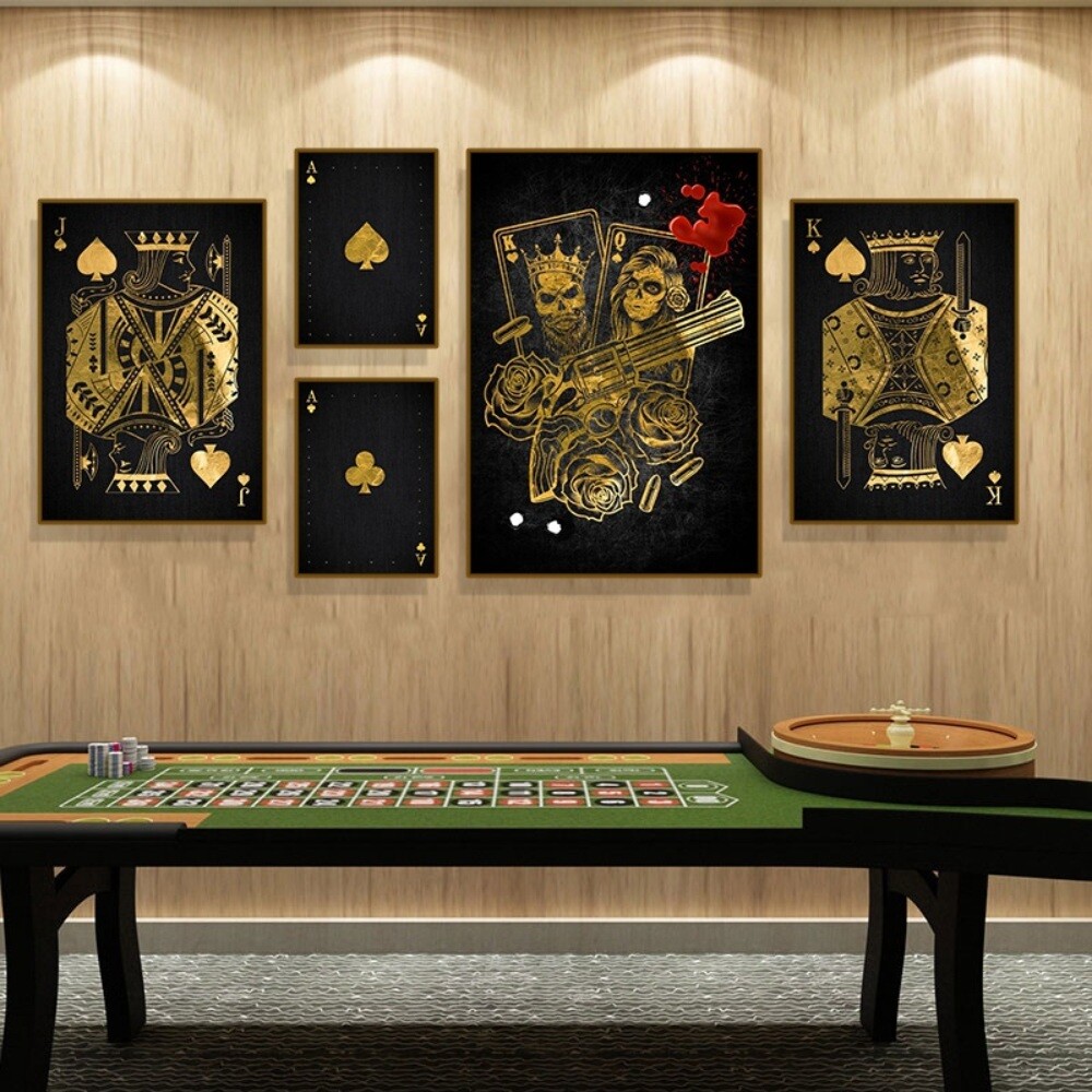홀덤펍 인테리어 장식 벽 액자 그림 소품 펖 바 카지노 바카라 카드 대형 블랙