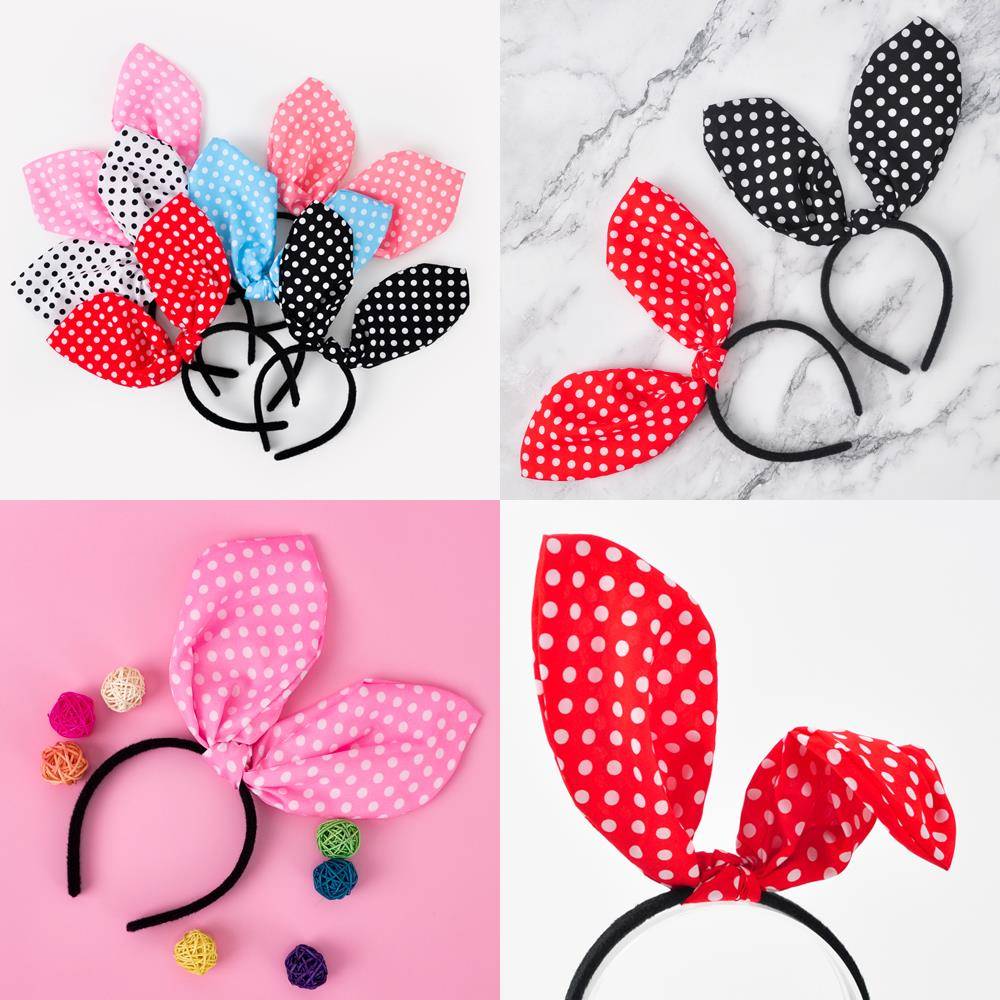 (3일내 배송) NEW 땡땡이무늬 와이어 토끼귀 머리띠 콘서트용품 X ( 2매입 )