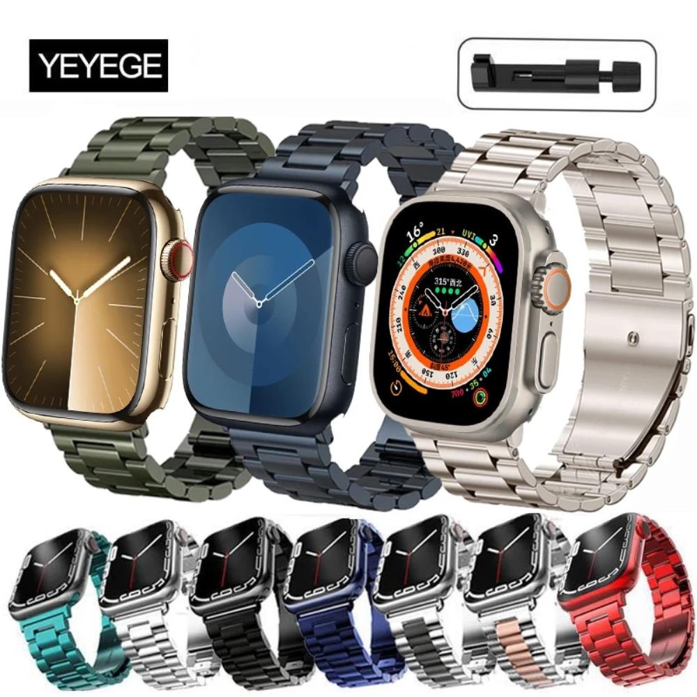메탈 시계줄 애플 워치용 스테인리스 스틸 스트랩 밴드 SE 40 41mm 팔찌 9 8 7 45mm 44mm 42mm 울트라 2 49