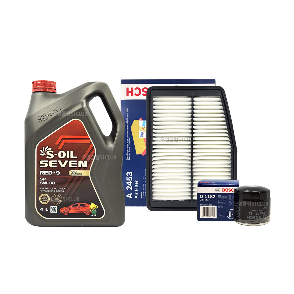 [오늘출발] YF소나타 2.0LPi(누우엔진) 엔진오일교환 오일세트 에스오일 세븐레드(4L)+필터1182-2453