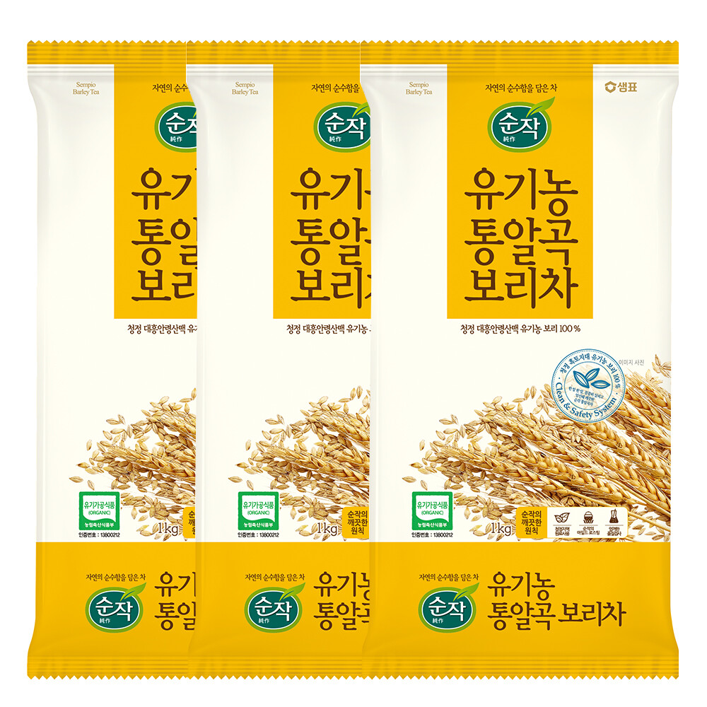 [샘표식품][스마일배송] 순작 샘표 순작 유기농통알곡보리차 1kg 3개
