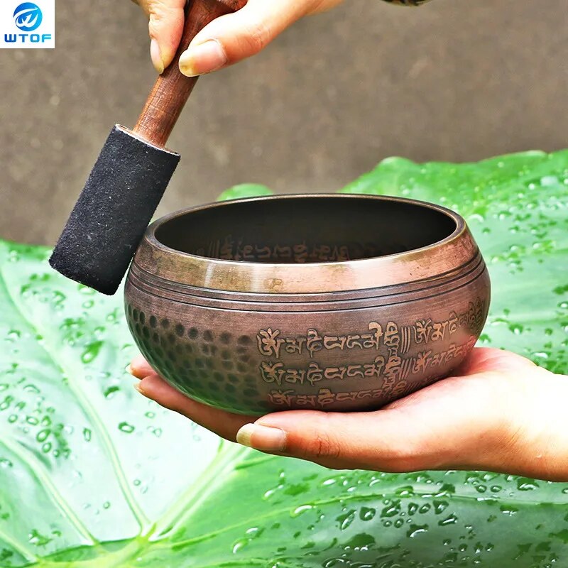 싱잉볼 티베트어 노래 그릇 요가 명상 가라앉는 소리 6 자 네팔 핸드메이드 불상 8cm-14.5cm 선물