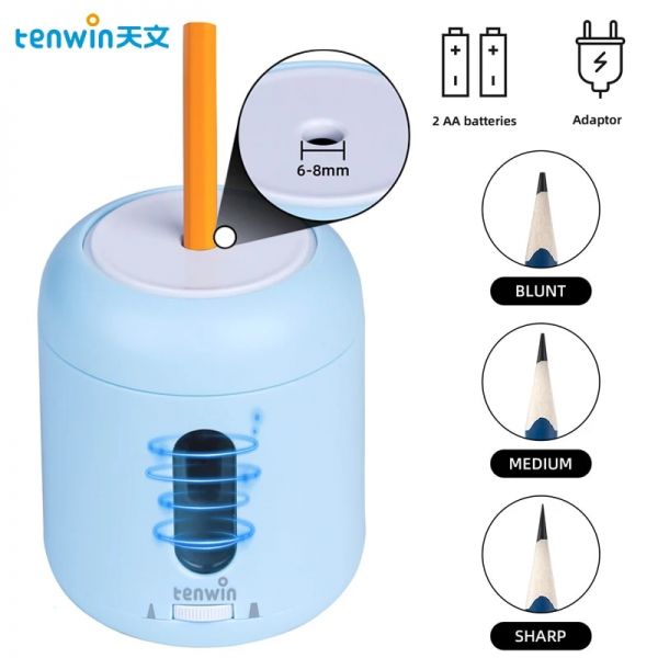 293877 텐윈 듀얼 드라이브 전동 연필 샤프너 6-8mm 연필용 학교 용품 멋진 문구류 귀여운 신제품