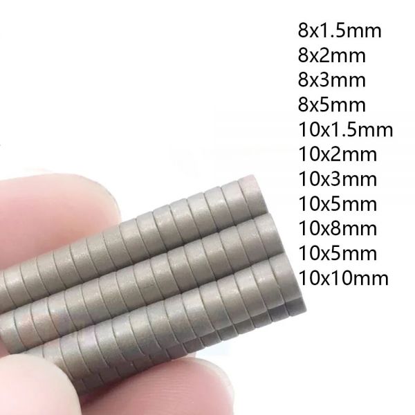 5/10Pcs 8mm 10mm 둥근 Samarium 코발트 자석 강한 두꺼운 1.5mm ~ 원형 디스크 고열 350 °