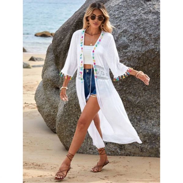 [오늘출발] 비치웨어 골드미스트 비키니 수영복 커버업 수영 여름 해변 크로셰 술 장식 기모노 394768