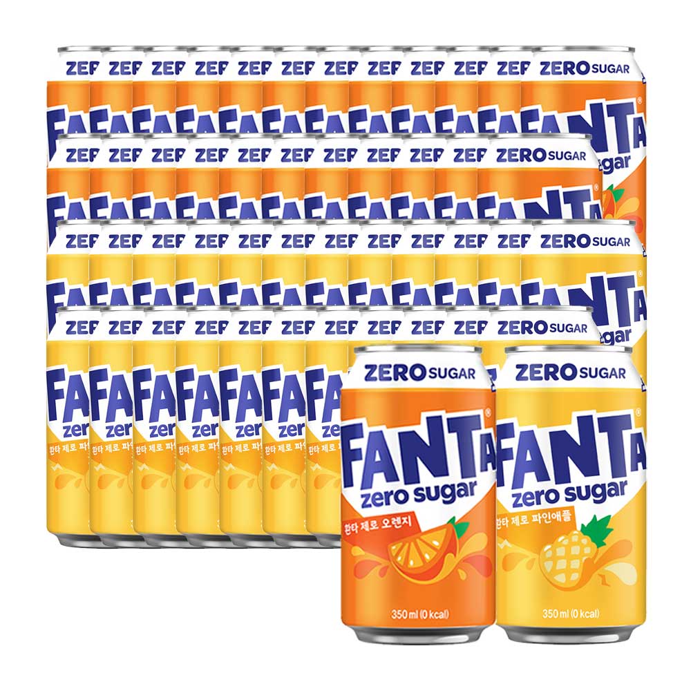 [스마일배송] 환타 환타 제로 오렌지 +환타 제로 파인애플 350ml 48캔 (각 24개)