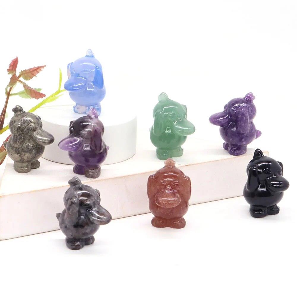 야한피규어 만화 오리 동상 30mm 자연 치유 보석 크리스탈 스톤 조각 귀여운 동물 입상 공예 홈 인테리어