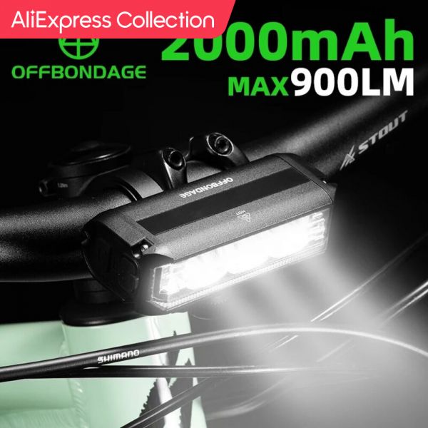 자전거 라이트 전조등 후미등 램프 후레쉬 AliExpress 컬렉션 OFFBondage 전면 900 루멘 2000mAh 방수 손전