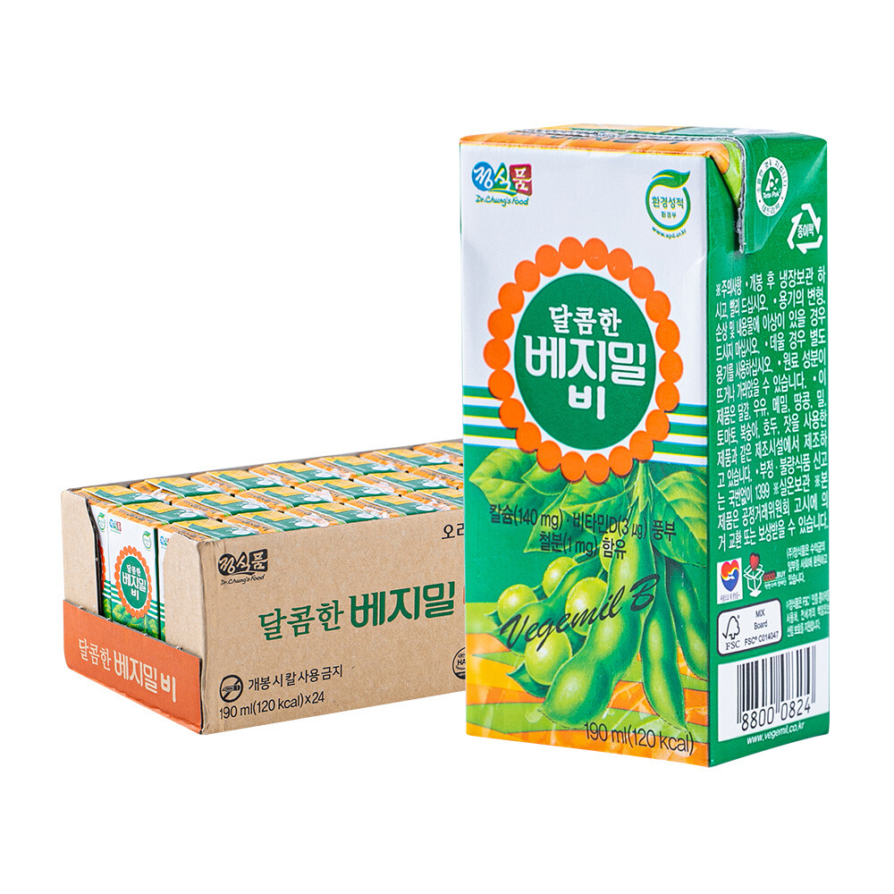[오늘출발] [해외] 베지밀 B팩 베지밀 190ml 24입  국산 천연 저지방 고단백 선물 식사대용 건강