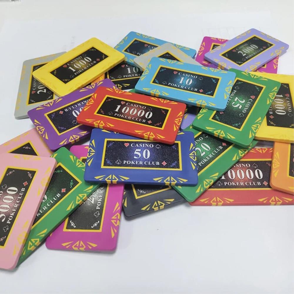 카지노칩세트 포커 카지노 스퀘어 사각형 클레이 칩 텍사스 홀덤 바카라 금속 동전 세트 액세서리 10 개