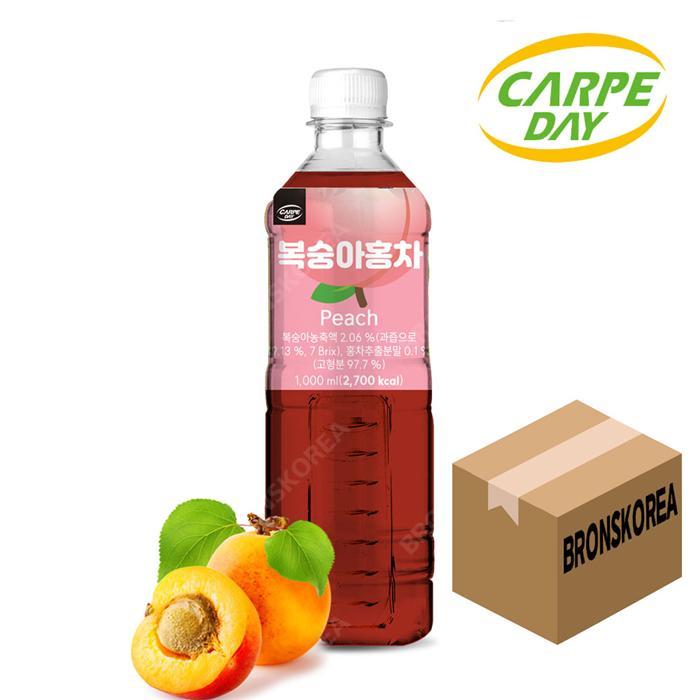 대호식품 까르페 복숭아홍차 1000ml 12개 액상 과일 음료 아이스티