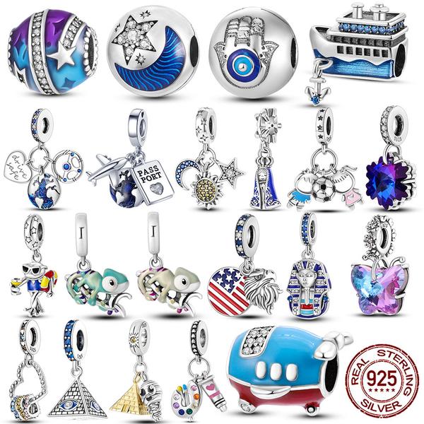 [오늘출발] 925 실버 스타 파티마 Hamsa 비행기 여행 클립 매력 원래 MULA 팔찌