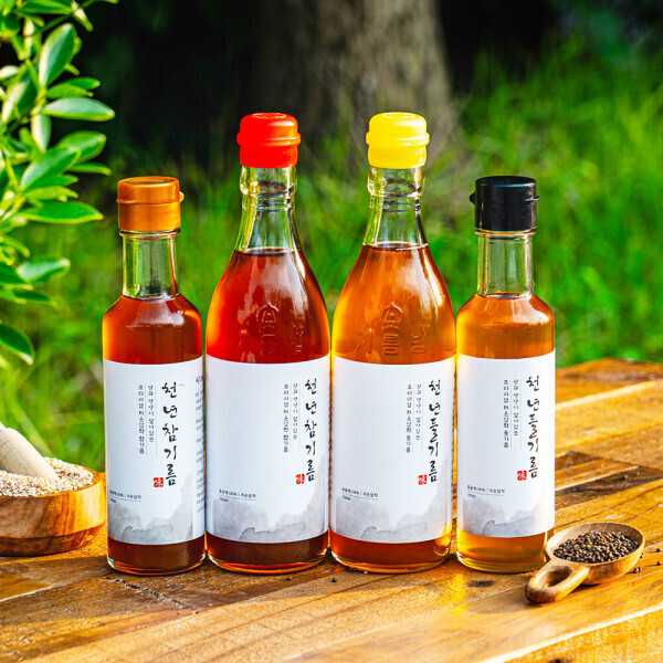 [오늘출발] 전라도청년 저온압착 통참깨100% 천년 참기름 350ml+천년들기름 350ml