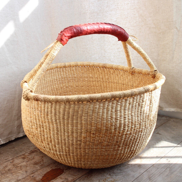[오늘출발]글로컬마켓 볼가 내추럴 라운드 라지 정리바구니 수납바구니 볼가바구니는 아프리카 가나에서 만듭니다.