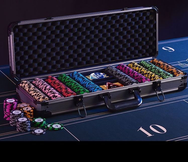 카드 게임 코인 박스 세트 텍사스 홀덤 칩 포커 칩셋 블랙잭 200P 300P  M. 500야드 세트(K박스)+패드 없음