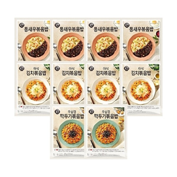 신세계푸드 올반 볶음밥 3종 총10봉(통새우4+김치4+우삼겹깍두기2)