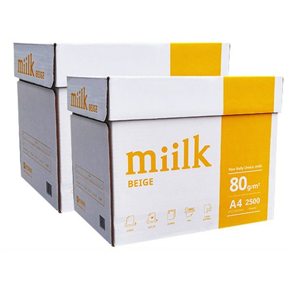 한국제지 (miilk)밀크 A4용지 A4 복사용지 미색 2500매 2BOX