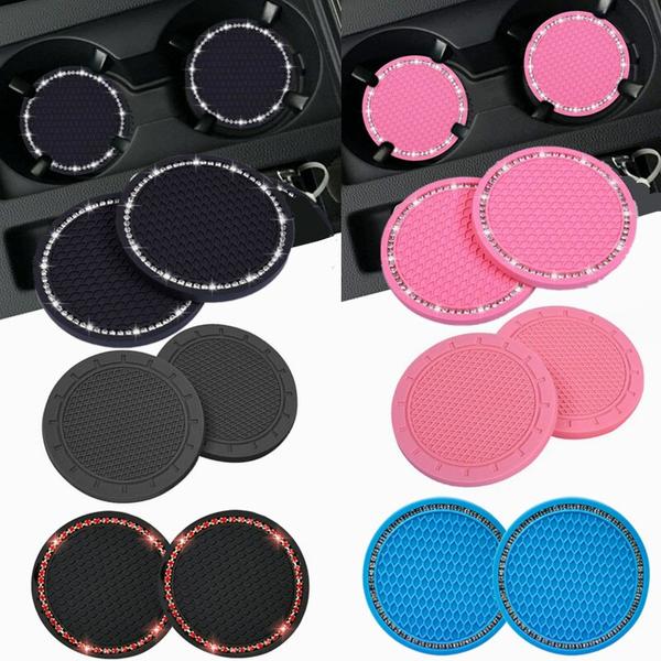 [오늘출발] 2x 다이아몬드 자동차 코스터 물컵 슬롯 미끄럼 방지 매트 실리카 패드