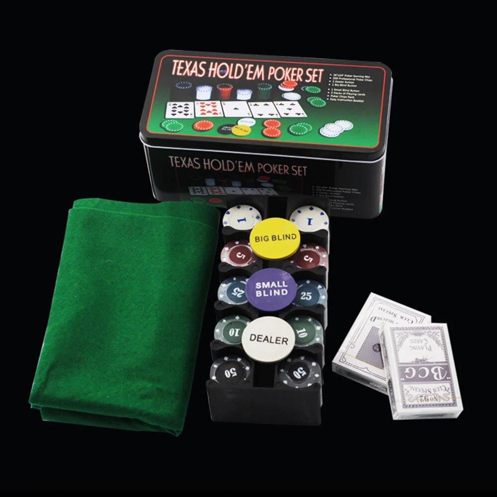 게임칩 200PC 포커 및 블랙잭 게임 세트 칩 전문 카드 텍사스 놀이 파티 장난감